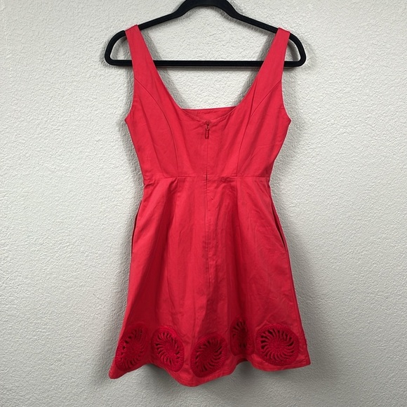 New Elexiay Kogi Crochet Embellished A Line Mini Dress Square Neck Red Sz S - Picture 7 of 16